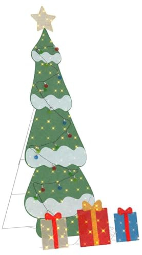 vidaXL Beleuchteter Weihnachtsbaum mit 3 Geschenkboxen 2D Warm Weiß