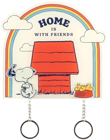 Grupo Erik Colgador llaves pared Snoopy con 2 Llaveros para parejas | Extraibles, Magnéticos, Cuelga llaves para Entrada del Hogar (Incluye Anclajes), Snoopy regalos para Decoración Hogar