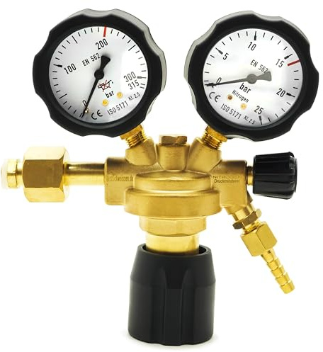 Bestschweissen.de Stickstoff Druckminderer NR-10 - Professioneller Reduktor mit 2 Manometern für Sichere Gasregulierung bis 16 Bar, Robust und Zuverlässig für Industrie, Handwerk und Klimaanlagen
