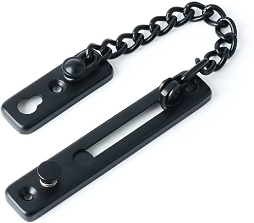 Polerad kromdörrkedja, Metall Dörrkedja Hem Hotelldörr Bult Dörrkedja Dörrlås Dörrspärrlås(Black (Stainless Steel))