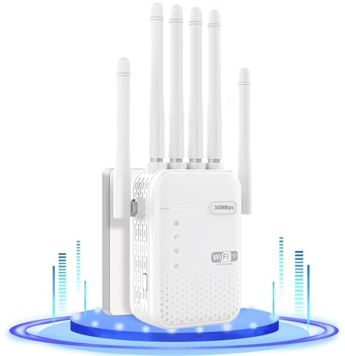 Repeteur WiFi,2025 Nouveau repeteur WiFi Puissant,Amplificateur WiFi 6 antennes,Port Ethernet Gigabit,Répéteur WiFi 1200Mbps, Compatible avec Toutes Les Box Internet Ethernet Port-R08b