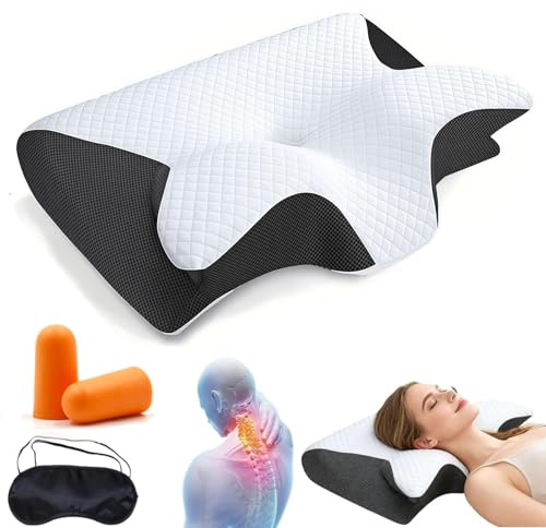 Générique Oreiller Ergo Apnée du Sommeil, Oreiller Anti Ronflement Et Apnée Positionnelle, Coussin Ergonomique Cervical Mémoire De Forme pour Dormeurs De Côté, De Dos Et sur Le Ventre
