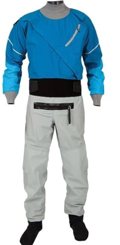 Torrdräkter för män i kallt vatten, kajakvåtdräkt, 4-lagers vattentät tyg med dragkedja fram och latex i halsen, lämplig för dykning, surfing, båtliv etc.(Blue,Medium)