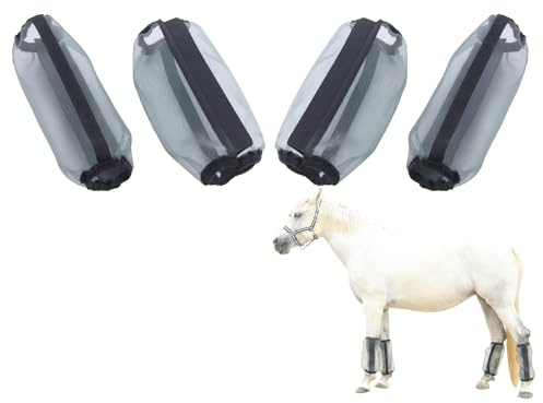 Gallopoff Lot de 4 Guêtres Anti-Taons, Éviter de Taper du Pied, Gris | Mailles Légères et Respirantes, Antidérapantes, ne Provoquent pas D'Irritations, Coupe Ample pour L'Été, Taille Universelle