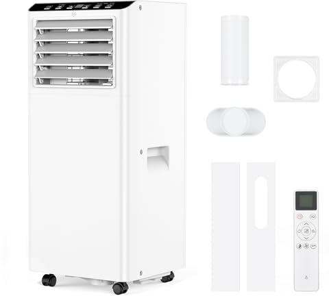 Aire acondicionado portátil 7000 BTU 2,0 kW(con mando a distancia), bajo consumo energético, pantalla LED, 4 modos, 2 velocidades de ventilador, 20 m², temporizador de 24 horas