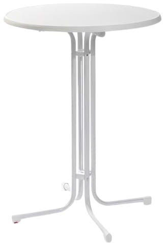 Gastro Uzal - Stehtisch klappbar Ø 70 cm Durchmesser Tischplatte, Höhe: 110 cm, Bistrotisch Bartisch Bistro 4-Fuß, klappbar, Weiß