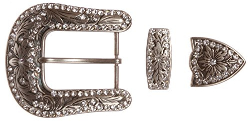 Western-Gürtelschnallen-Set mit Strasssteinen, für Ersatz oder Lederarbeiten, 3,8 cm - Silber - Einheitsgröße