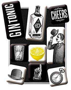 Nostalgic-Art Retro Kühlschrank-Magnete, 9 Stück, Gin Tonic | Magnetset für Magnettafel, Vintage Design, Geschenk-Idee für die Hausbar