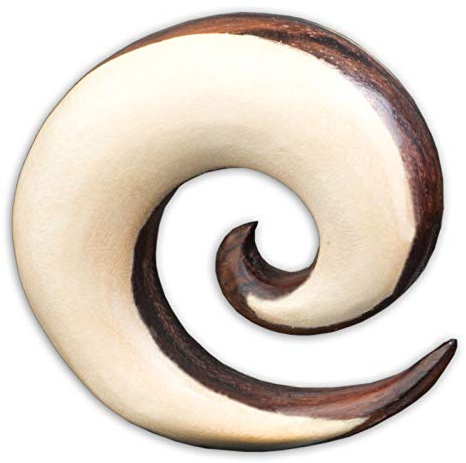 viva-adorno 1 Stück Dehnungsspirale Sono Holz Krokodilholz zweifarbig handgeschnitzt Expander Taper Sichel Spirale Ohr Piercing 6-16mm WX7c, 6mm