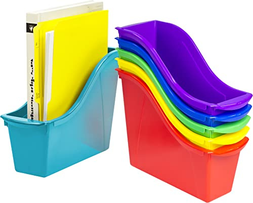 Storex Liten bokfack, länkande förvaringsfack, torr raderad yta, 29,8 cm x 21,5 cm x 11,4 cm blandad STEM 6-pack