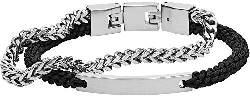 FOSSIL Herrenarmband aus Edelstahl oder Leder mit Faltverschluss