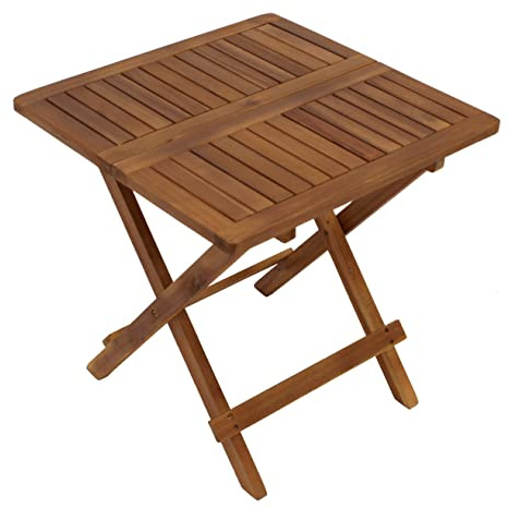 DEGAMO Gartentisch Beistelltisch Florencia 50x50cm, Höhe 50,5cm, mit Klappfunktion, Akazie Holz geölt