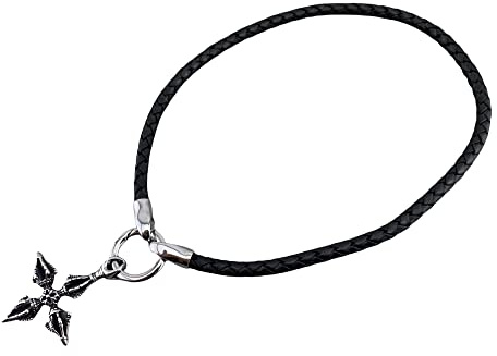 neutrale Lederkette Lederhalskette schwarz aus 6 mm echtem Leder black für Herren Männer mit oder ohne Anhänger zur Auswahl aus Edelstahl Totenkopf Skull Lilie LK2