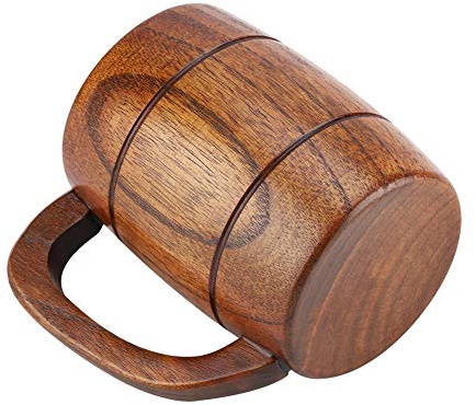 Chope de bière en Bois, chope de bière Faite à la Main en Bois Naturel avec la poignée pour la Barre KTV
