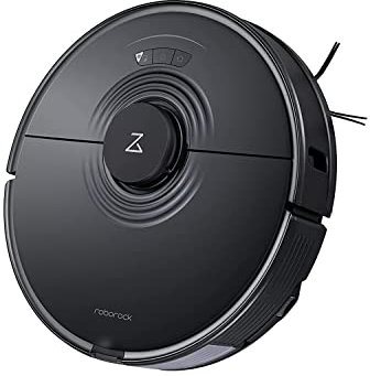 Roborock S7 Aspiradora Robot Succión HyperForce 2500Pa Tecnología Sónica 3000 Veces Mopa Auto-Elevable Depósito de Agua 300ml y de Polvo 470ml y Potencia 5200mAh - Negro