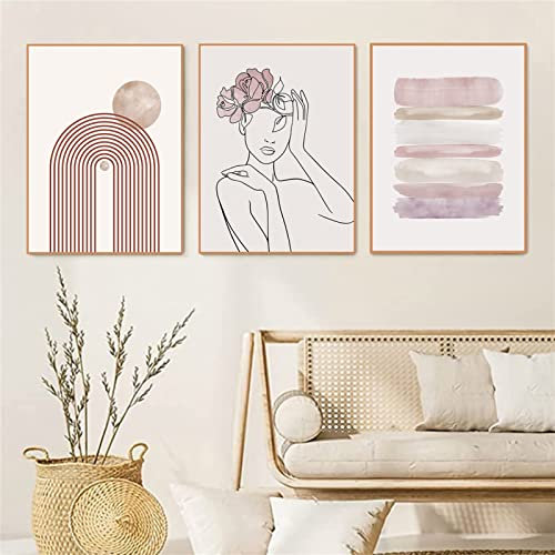 TROYSINC 3er Set Premium Poster Wandbilder, Abstrakt Strichzeichnung Frau Leinwand Bilder, Ohne Rahmen Wandposter Set für Wohnzimmer Schlafzimmer (40x50cm)