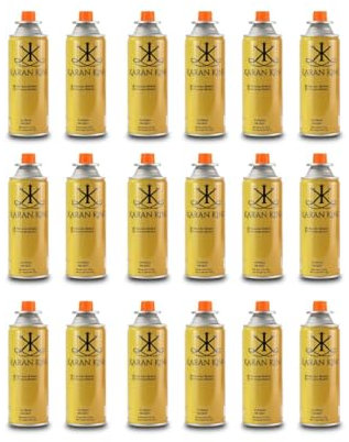 KARAN KING - Butane Gas Bottles Canisters for Camping Heater, Cooker, BBQ (Pack of 16)
