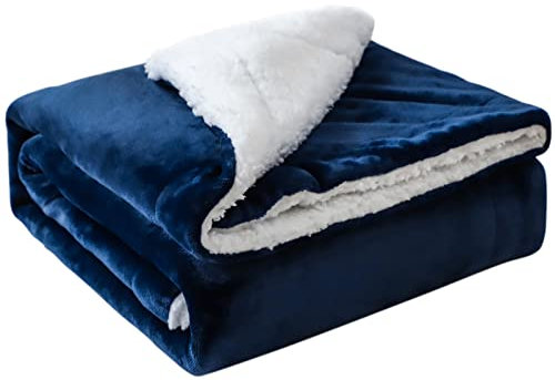 JOTOM Kuscheldecke Wohndecke 130 x 160 cm Flauschige Decke Weiche Sofadecke Sofaüberwurf oder Wohnzimmerdecke (Marineblau)