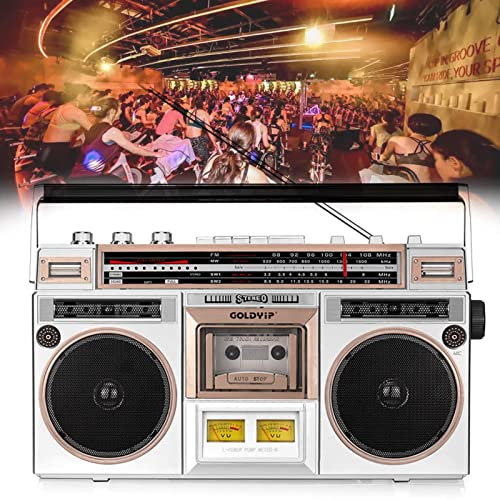 Hoiaost 宏魔 1980s Retro Bluetooth Boombox With Cassette Player And Am/fm Radio, Wired And Wireless Streaming, Bluetooth To Your Phon, Classic 80s Style With Modern Technology, Silver