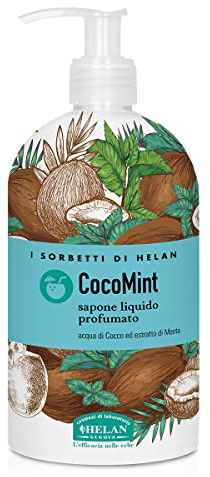 Helan I Sorbetti CocoMint - Gentle Liquid Hand Wash with Coconut Water & Mint for Frequent Use - Scented Hand Soap with Pump, Refreshing & Moisturising Action for Sensitive Skin - Made in Italy, 500ml
