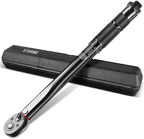 STURME Drehmomentschlüssel Fahrrad & Motorrad 3/8 “, 5-60Nm Drehmomentschlüssel und Tragbare Box, ± 3% Fehlergenauigkeit, 45 Zähne Wende Ratschenkopf mit Klick-Stop-Ton