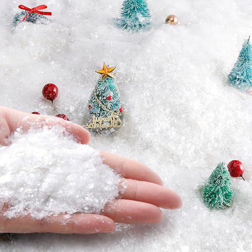 Shupakul Neve finta decorazione natalizia da 283,5 g, con fiocchi bianchi scintillanti, neve artificiale scintillante per decorazioni natalizie fai da te