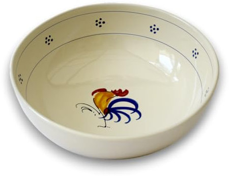 Colì, Ciotola Maiolica Insalatiera Ceramica Grande Ciotola in Ceramica Diametro 30 Altezza 11 cm Disegno Gallo