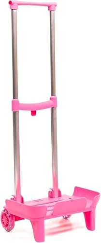 Devesa Carrello per Zaini Scolastici – Leggero, Pieghevole e Robusto, con Base Protettiva e Vassoio Ampio, Ruote Silenziose e Design Ergonomico per Prevenire il Mal di Schiena - D203 (Rosa)