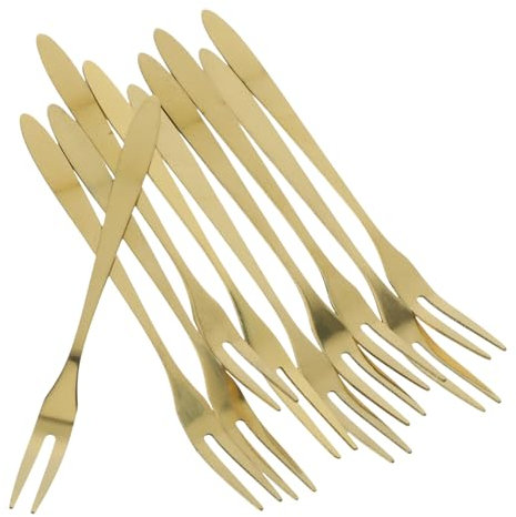 HOMSFOU 10st Zweizinkige Zum Olivengabel Fischgabel Käsegabeln Metallhacke Cocktailgabeln Dessert-kuchengabeln Mini- Mini-dessertgabeln Früchte Vorspeise Rostfreier Stahl