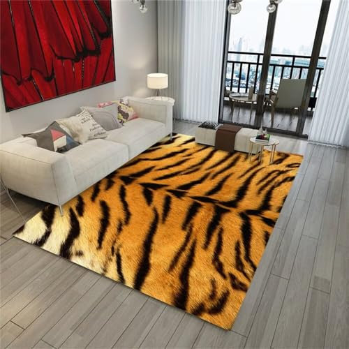 Kunsen 160X230CM Teppich Kinderzimmer Mädchen Rund rutschfeste Kurze Pfähle für das Wohnzimmer mit Tierfellmuster Teppich Läufer Gelb Flickenteppich Teppich Läufer