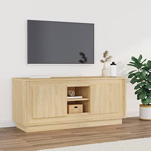 THOYTOUI TV-Schrank, Lowboard Hi-Fi Standregal TV Table TV Aufsatz Mit Stauraum Geeignet für Hotel Wohnstube Küche Sonoma-Eiche 102 x 35 x 45 cm Holzwerkstoff