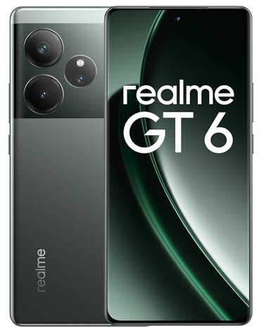 realme GT6 Smartphone 5G 12+256 GB, Snapdragon 8s Gen 3 Chipset, 6000nit Ultra Bright Display, Sony LYT-808 OIS Camera, 120W SUPERVOOC Charge, 5500mAh Massive Battery, Verde, (no adapter)
