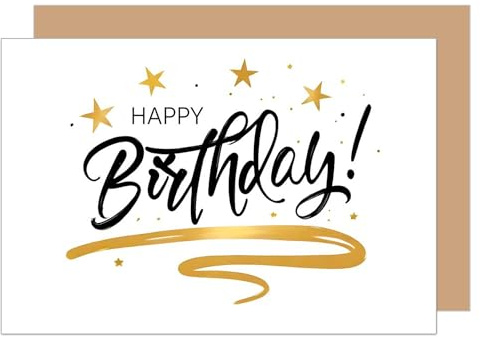 Edition Seidel Premium Geburtstagskarte mit Umschlag. Glückwunschkarte Grußkarte Karte Billet Geburtstag Happy Birthday Mann Frau Sterne gold (G3575 SW024)