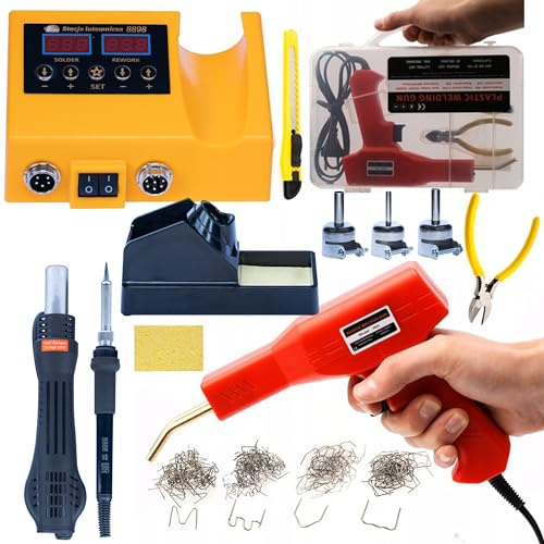 Rosfix Orange Husky OH660 - Set stazione di saldatura 2 in 1, 660 W, Hot-Air, 900 m, per saldatura elettronica e plastica, tecnologia di saldatura con set di accessori