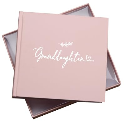 Granddaughter Leaf Design Memories Photo Album, Holds 50 6x4 inch Photos, 18.5x19.5cm, Pink