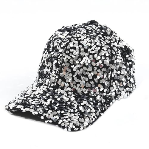 Eilova Orityle Shiny Sequin Baseball Cap for Women Girls Glitter Bling Party Hat Performance Outdoors Adjustable Trucker Baseball Hats Silver