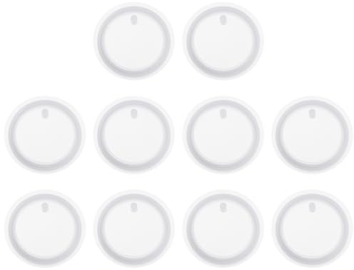 sourcing map 10 moldes redondos de resina para llavero, kit de moldes de silicona epoxi con agujero para llaveros colgantes, adornos, joyas, manualidades, manualidades, color blanco