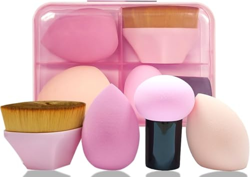 Amicera 4 PCS Make Up Schwamm Set, Makeup Sponge für Flüssigkeit Foundation Puder Sonnenschutz und Creme, Beauty Makeup Schwämme Blender (Make-up-Schwämme & Make-up-Pinsel)
