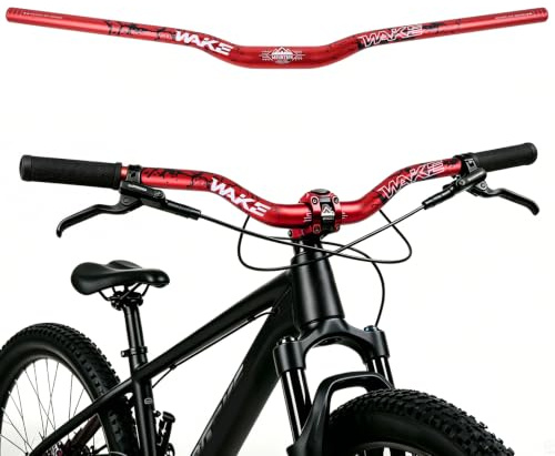 WAKE Cykelstyre 31,8 mm x 780 mm extra lång bredd 30 mm höjd stigare bar aluminiumlegering för cykling MTB mountainbike racercyklar (röd)