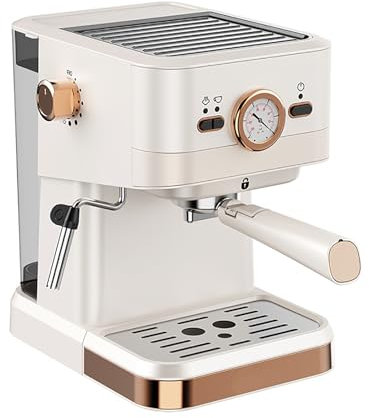 Machine à Expresso, cafetière Semi-Automatique rétro avec buse Vapeur pour Mousse de Lait et Pression Pompe 20 Bars, réservoir d'eau Grande capacité 1, 5 Litre, Petite