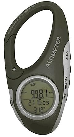 Abaodam Tragbarer Höhenmesser Barometer Karabiner Aus Langlebigem Material Mit Thermometer Für Bergsteigen Wandern Outdoor