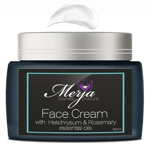 Merja Herbs Anti Acne Face Moisturizer Cream with Helichrysum and Rosemary, Aloe & Collagen - Day and night - Light & Anti Acne & Oil control Moisturizing Cream - 50ml 1.7oz (Pack of 1)
