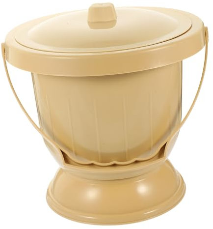 PACKOVE Pot à Urine Pour Adulte En Plastique Épais Poignée Portable, Petit Format Kaki, Couvercle Anti-odeurs, Base Antidérapante, Usage Maison, Hôpital Et Soins Pour Personnes Âgées
