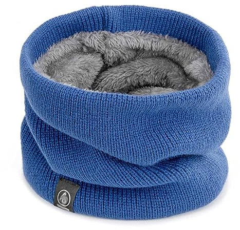 Blausky Winterschal Herren,Schlauchschal Loop Schal Halswärmer Halstuch Plüsch Gefüttert Winter Halsschlauch Ski Maske Nackenwärmer Gestrickter Schlauch für Damen Fahrrad Joggen,Blau