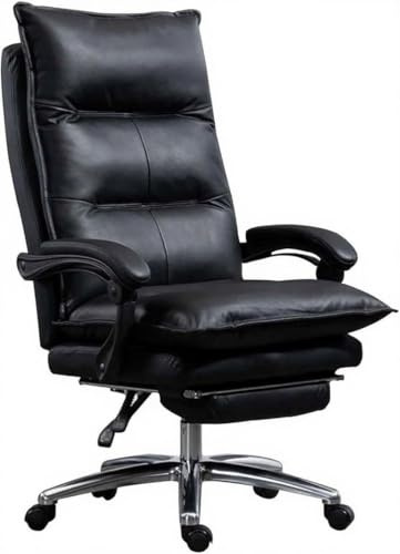 Luxuriöser ergonomischer Bürostuhl aus echtem Leder mit einziehbarer Fußstütze, voll zurücklehnend, hohe Rückenlehne, Chefsessel für ultimativen Komfort und Unterstützung, Drehstuhl