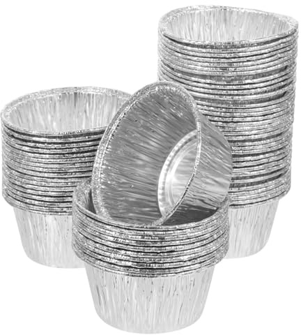 MUELODSIC 100 Pièces Moules Aluminium Ronds 3.15In Pour Tartelettes Aux Œufs Moule Alu Jetable Pour Pâtisserie Cuisson Four Et Congélateur