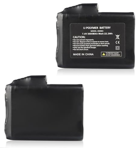 Set di 2 Batterie Ricaricabili ai Polimeri di Litio di Ricambio Per Guanti Riscaldati, Giacche, Calzini, Gilet, 7,4V 3000mAh
