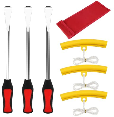 harupink Reifenheber Reifen Montiereisen Montierhebel Werkzeug inkl.3 Reifenmontierhebel und 3 Rad Felge Protektoren,Reifen Hebel Werkzeug Löffel,für Motorrad Fahrrad Wagen(6 pcs)