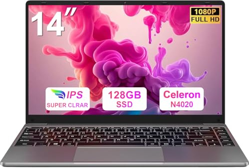 Pc Portatile 14 Pollici Celeron N4020 Upto 2,8 GHz Win11 Pro Laptop 6GB RAM 128GB SSD TF 1TB LPDDR4 5G WiFi 1920*1080 FHD USB 3.0 Widevine L1 Computer Portatile Con il Topo Film Italiano - Grigio
