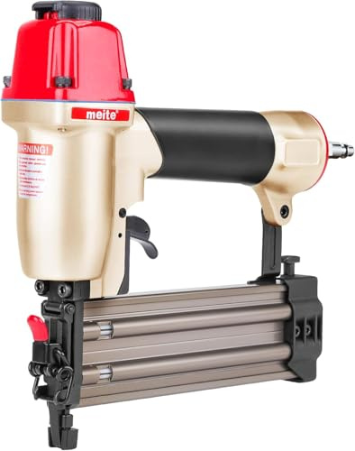 meite F50C Air Brad Nailer with 4000 PCS Brad Nails (16mm, 19mm, 25mm, 32mm Each Size 1000 PCS), Pneumatic 18 Gauge Brad Nailer Small Finish Nail Gun for Trim Work, Fits 18 Gauge Brad Nails 15-50 mm